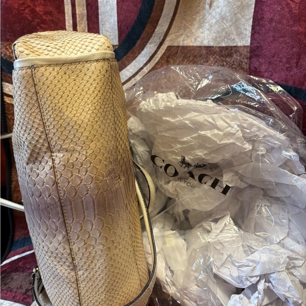 Coach Madison Pinnacle Python Embossed Dome Satch… - image 8